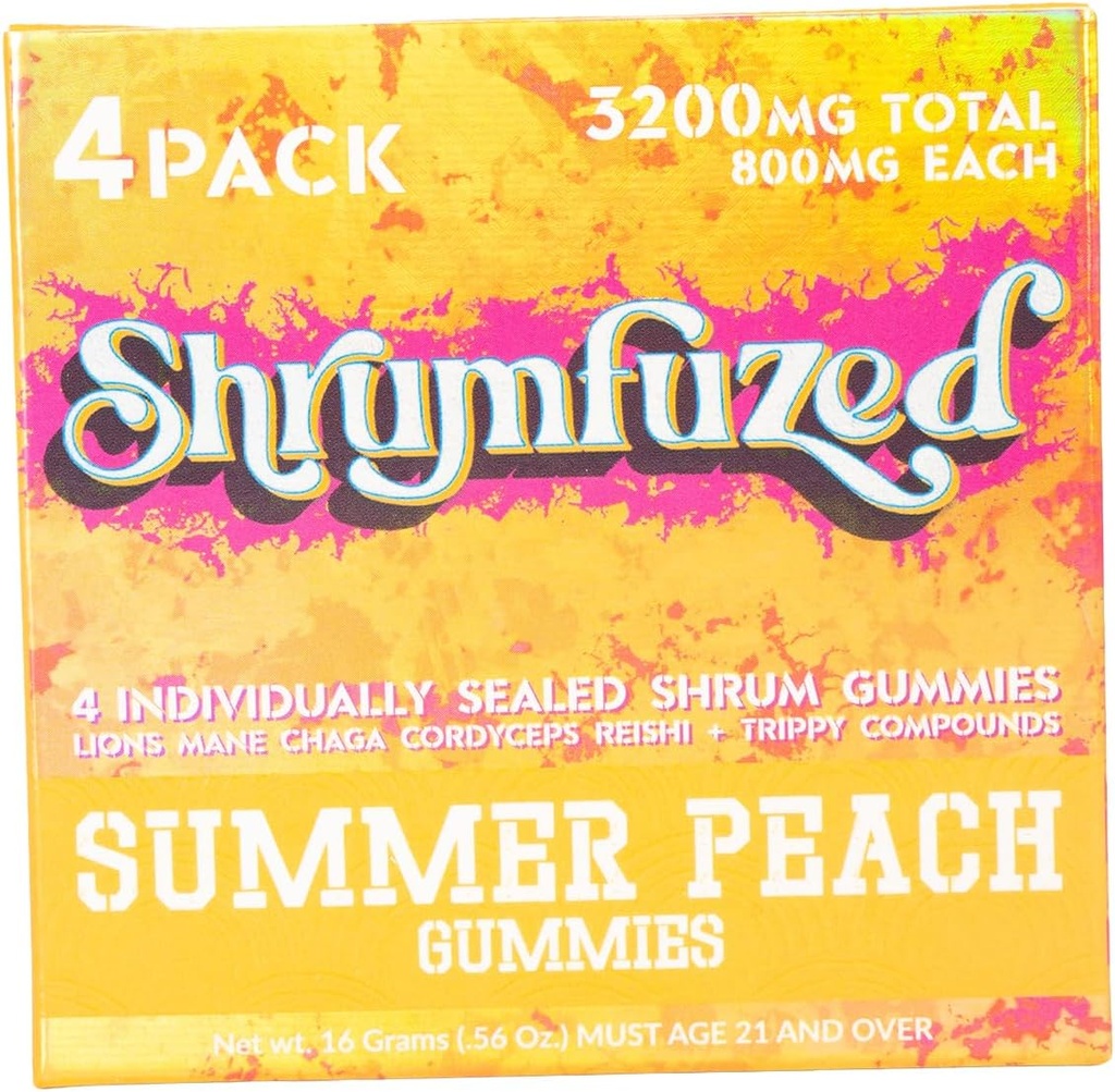 Proprietaire Nootropic Gummy 3200mg - Lion's Mane, Reishi, Chaga, et Cordycep Nootropic Tripee Mélange de champignons (4, Pêche d'été)