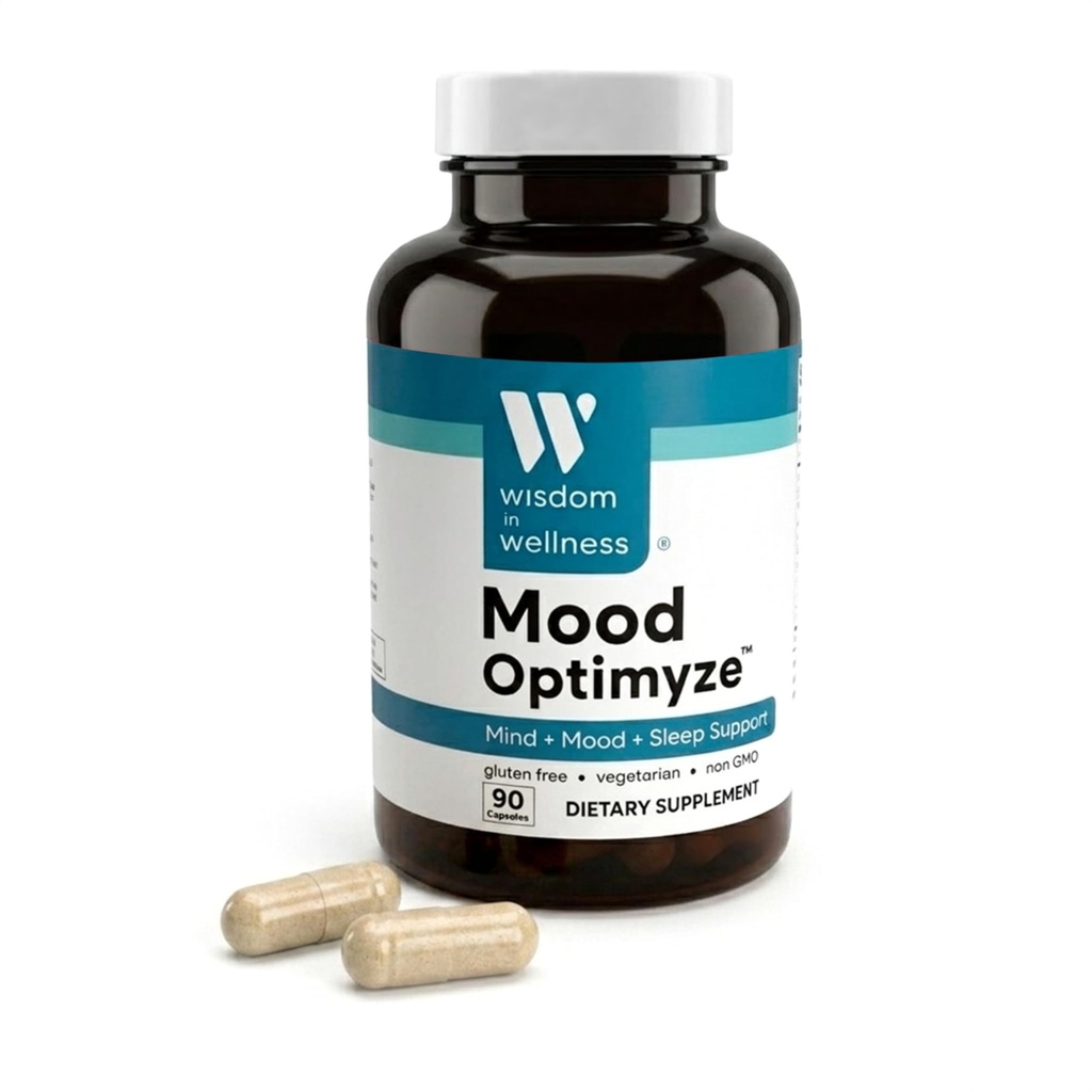 Wisdom in Wellness Mood Optimyze Mood Support Supplement Capsules - Stress Relief & Relaxation Formula - Gluten Free Support & Non-Gmo Wellness Sleep & Mood Support Pills for Men & Women | 90 Capsules