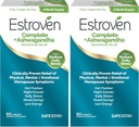 Estroven Complet + Supplément de ménopause multisymptômes d'Ashwagandha pour femmes - Ingrédients prouvés cliniquement fournir un soulagement de la ménopause et des sueurs de nuit + un soulagement du flash chaud* - Approvisionnement de 4 mois (paquet de 2)