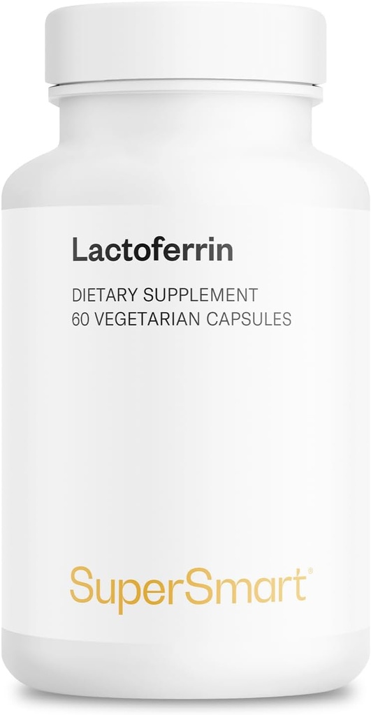 Supersmart - Supplément de la lactoferrine (haute résistance) - Extrait de protéines de lactosérum - Glycoprotéine naturelle (non-OGM et sans gluten) - 60 capsules végétariennes
