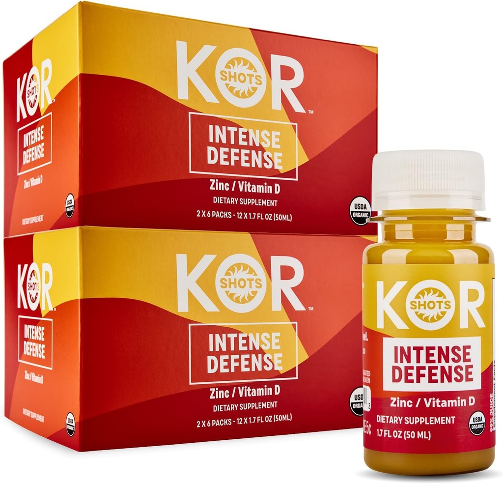 Shot de vitamine D et zinc - 24 Pack x 1,7 Fl Oz - Défense intense - 100% DV de zinc et 235% DV de vitamine D- USDA certifié biologique