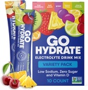 GoHydrate Powder Packets d'hydratation instantanée - faible teneur en sodium électrolytes boisson mélange - Natural Hydratation Support, sans sucre électrolyte boisson en poudre aromatisée avec vitamine D, 10 paquets, mélangé