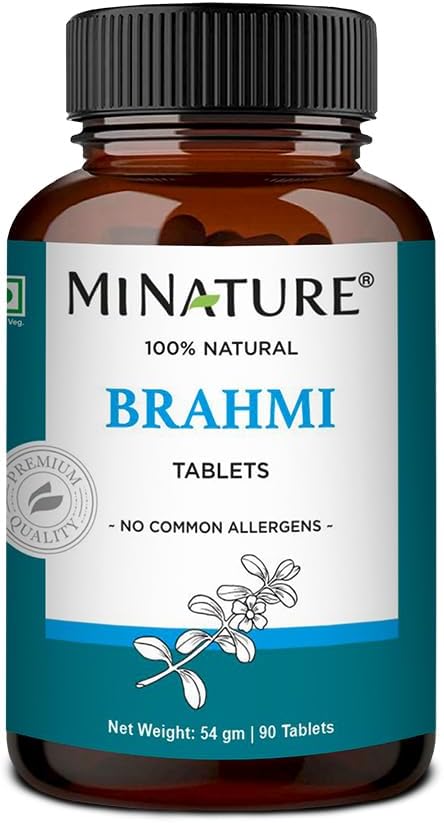 Tablettes Brahmi - 90 Comprimés, 1000 mg 45 Jours d'approvisionnement par mi Nature