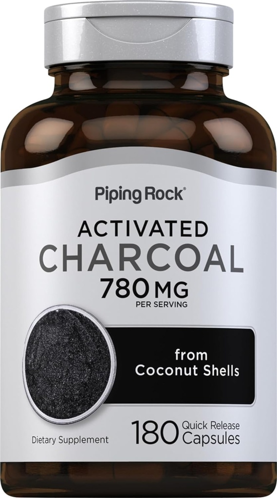 Piping Rock Activated Charcoal Pills (en anglais seulement) 780 mg 180 Capsules de Coconut Shells (en anglais seulement)