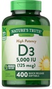 La vérité de la nature Vitamine D3 5000 UI Softgels.