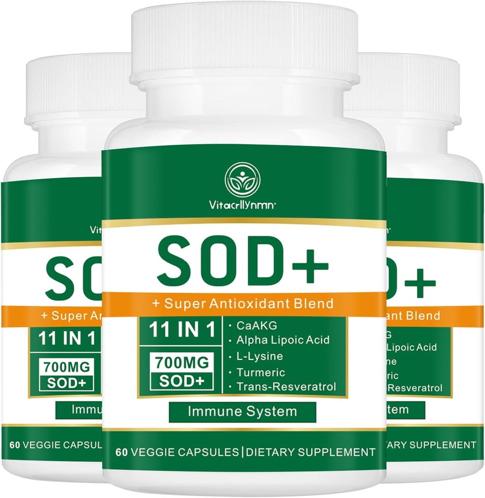 Supplément à la superoxyde dismutase de 700MG - Supplément antioxydant de haute puissance pour la santé cellulaire - 180 capsules