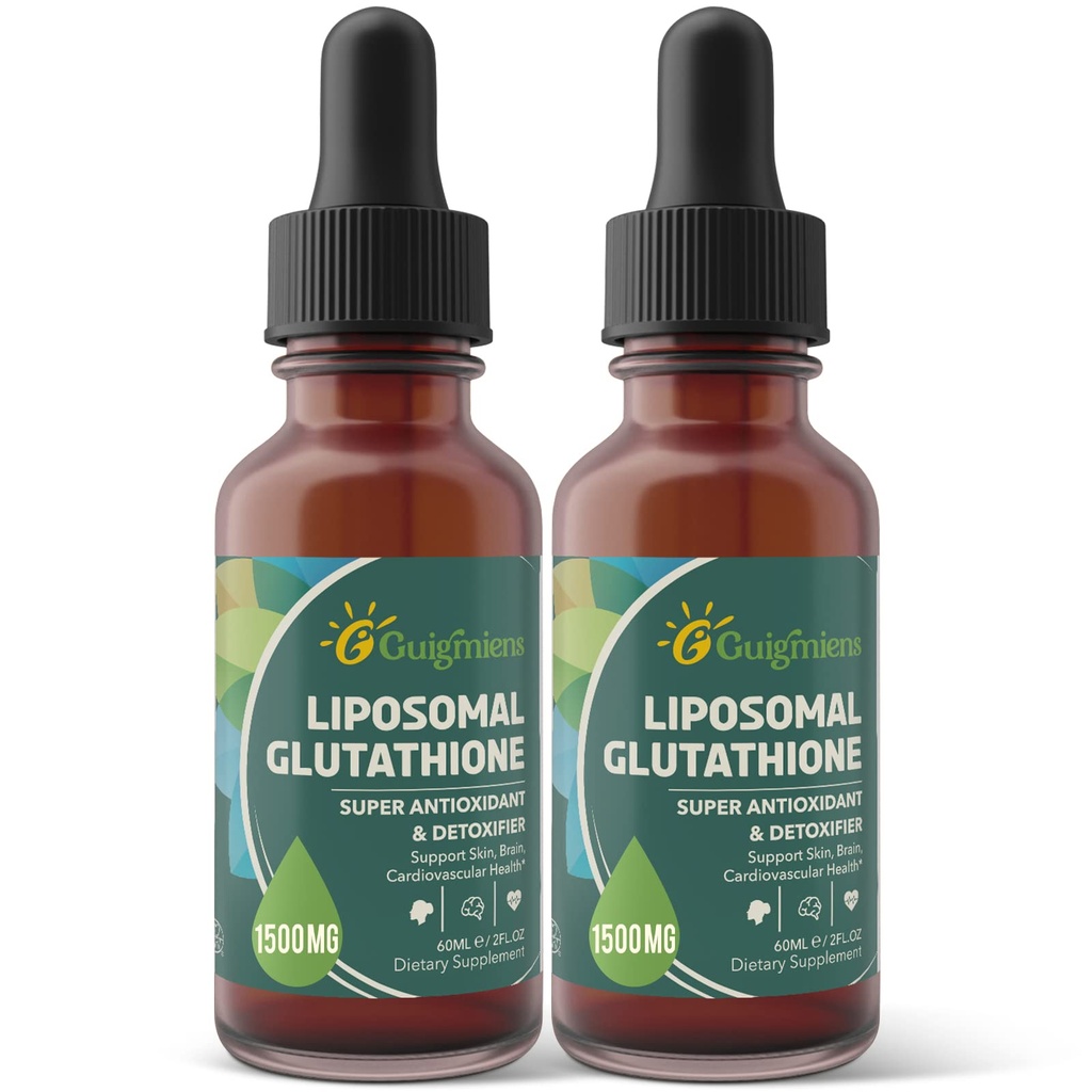 Glutathion liposomique, Absorption supérieure, Supplément de glutathion liquide, puissant antioxydant, Détox hépatique, Enhancer immunitaire, Sans soja, Non-OGM, Vegan & Gluten Fre, 4 fl.oz,1500 mg