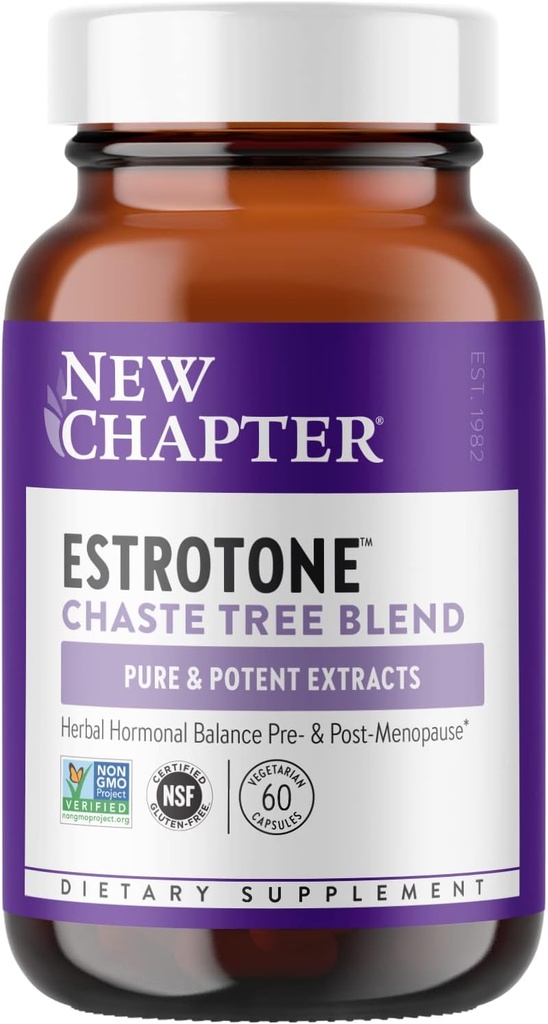Nouveau chapitre Ménopause supplément - Estrotone mélange Hormone-Balance à base de plantes avec Cohosh noir pour réduire les éclairs chauds et la sueur nocturne - 60 ct Capsule végétarienne