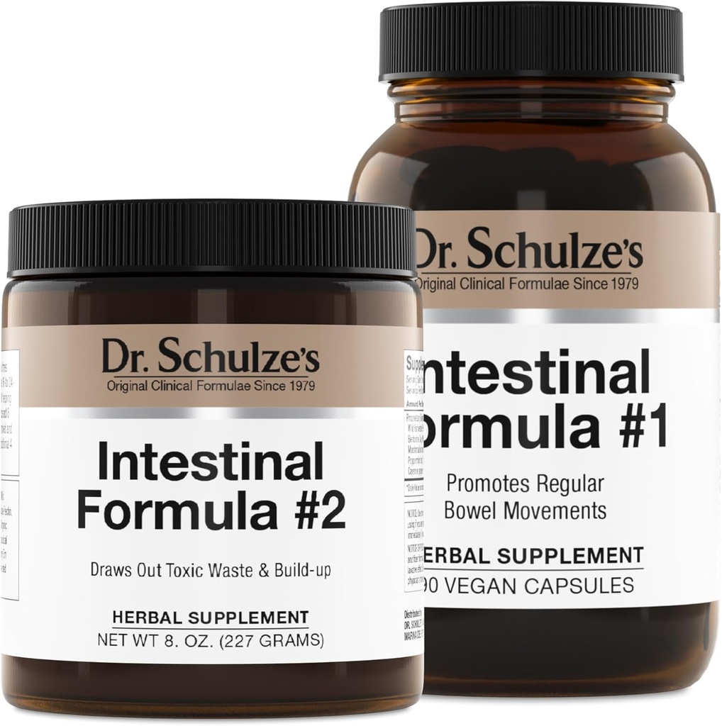 Formule intestinale no 2 du Dr Schulze (8 Ounces) et Capsules de Formule intestinale no 1 (90 Capsules) - Suppléments à base de plantes biologiques