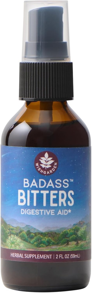 WishJarden Herbes Badass Bitters - All-Natural Digestive Bitters Made with Gentian Root, Orange Peel & Fenugreek Seed, Bitters for Digestion Stimule Digestive Enzymes Function, Suédois Bitters, 2oz