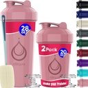 2 Bouteilles de Shaker PACK, 28 oz & 20 oz avec des fouets de fil puissant pour les mélanges protéiniques