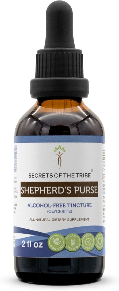 Secrets of the Tribe Shepherd's Purse Alcohol-Free Liquid Extract, Shepherd's Purse (Capsella Bursa-Pastoris) Herbe séchée (2 FL OZ)