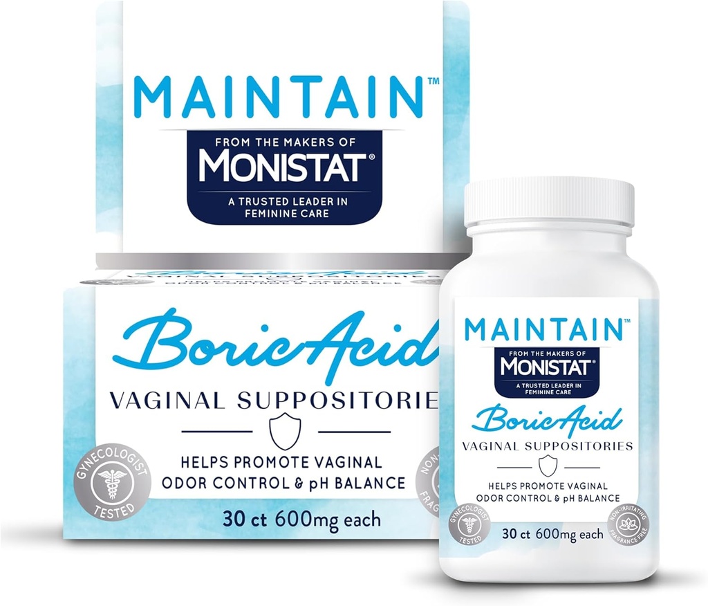 de The Makers of Monistat, maintenir des supositories d'acide borique pour les femmes, des inserts sans parfum pour le contrôle de l'odeur vaginale et l'équilibre du pH sans irritation, 30 Compte