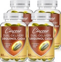 Ubiquinol CoQ10 600 MG Softgels avec Omega-3 & Shilajit & PQQ, Coenzyme à double livraison avancée Q10, Supplément Ubiquinol actif CoQ10 pour la fertilité, l'antioxydant, le coeur, le cerveau et l'énergie, 240 services