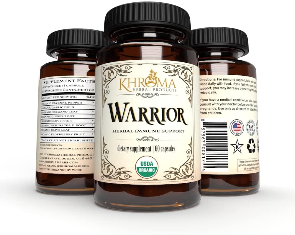 Warrior - Système d'Immune Biologique Support - Fabriqué avec les 8 herbes de défense d'immunité les plus puissantes de la nature