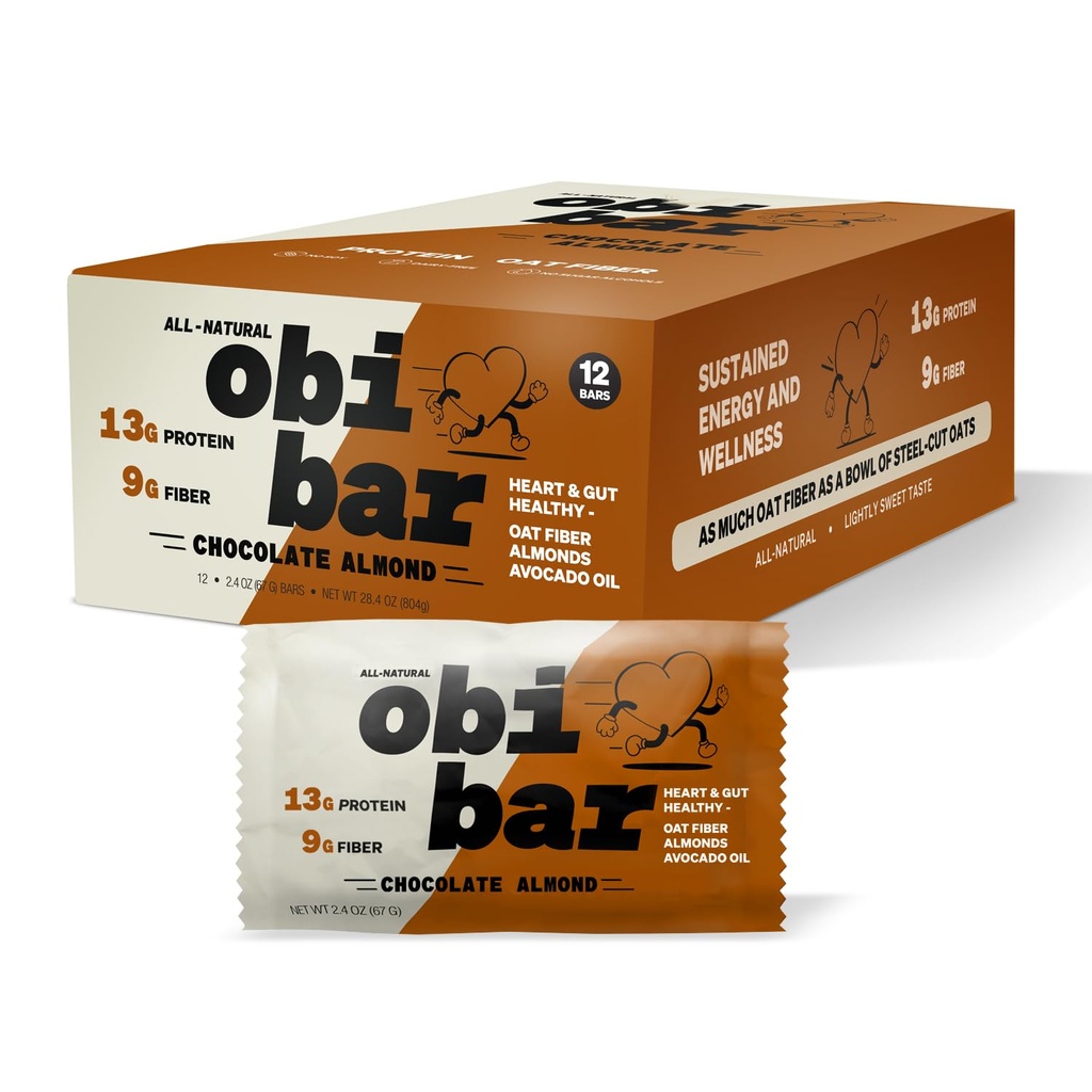 Obi Bar chocolat amande - Protéines et barre de fibre d'avoine Tout-Natural.