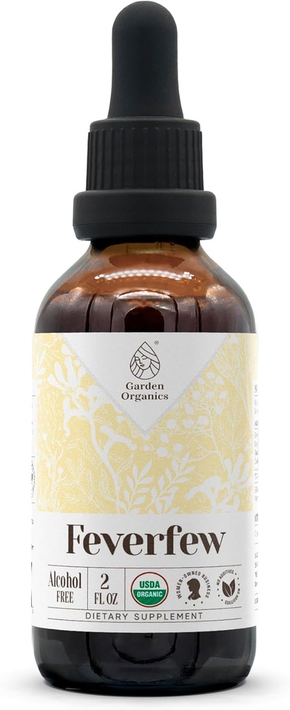 Feverfew USDA Extrait sans alcool biologique , supplément alimentaire, teinture haute puissance , naturel certifié Feverfew biologique (Tanacetum parthenium) Herbe séchée (2 oz)