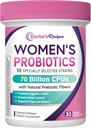 Recettes de médecin Probiotiques pour les femmes, les prébiotiques organiques et les probiotiques pour la santé digestive, la santé vaginale, 70 milliards CFU, 10 souches, étagère stable, 30 capsules