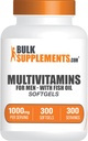 BulkSupplements.com Multivitamine pour les hommes Softgels - Supplément multivitamine quotidien, multiminérale pour les hommes avec huile de poisson - sans gluten, 1 Softgel par portion (1000mg), 300 Compte (paquet de 1)