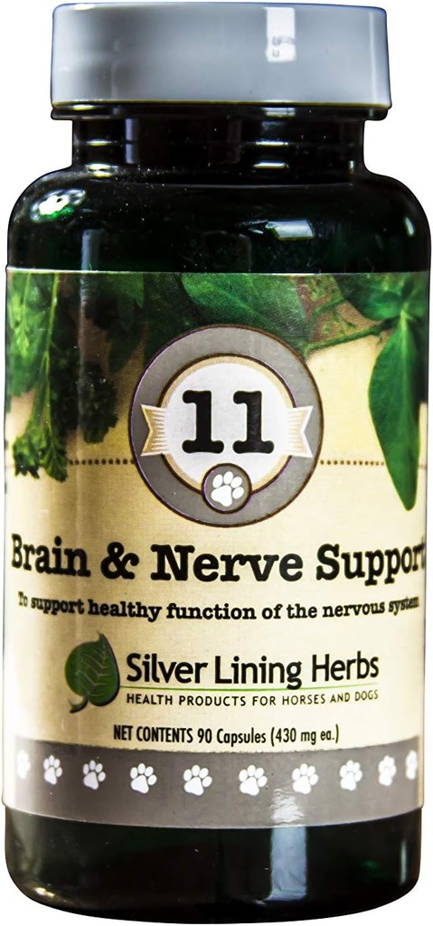Silver Lining Herbs 11 Canine Brain & Nerve Support - Produit naturel aide à maintenir le système nerveux, le cerveau et le cordon spinal - supplément à base de plantes aide à maintenir le bonheur et la bonne disposition - 90 capsules