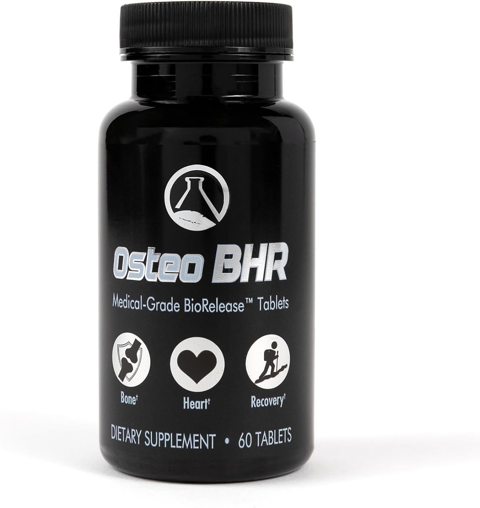 Osteo BHR - 60 Ct Bone Repair Supplément w Ipriflavone, Calcium, Magnésium, Boron, Vitamine K2 & D3 pour Bone Health & Recovery. Utilisation optimale du calcium pour le coeur et les artères en santé.
