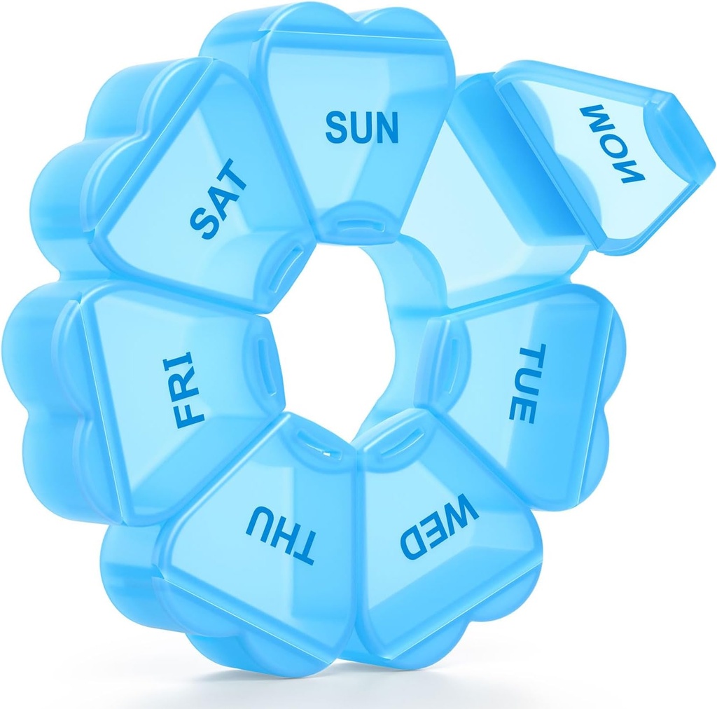 Grand organisateur hebdomadaire de pilules, boîte à pilules 7 jours, KAPENS Cas quotidien de vitamines Compartiments de grande capacité, contenants de pilules pour suppléments de médecine de l'huile de poisson, bleu