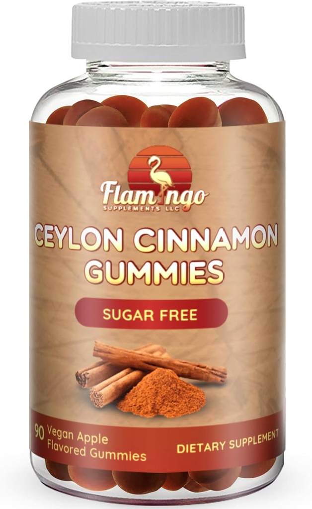 Ceylan sans sucre Cinnamon Gummies Sugar Regulation, Neuroprotective- Supplément avec Chrome et Cinnamon Bark- Alternative aux Capsules de cannelle - 90 Chews