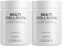 Codeage Capsules de plusieurs collagènes – 5 collagènes de types I, II, III, V et X – Protéine bovine hydrolysée avec Ashwagandha, Amla et Vitamines - 2-Pack