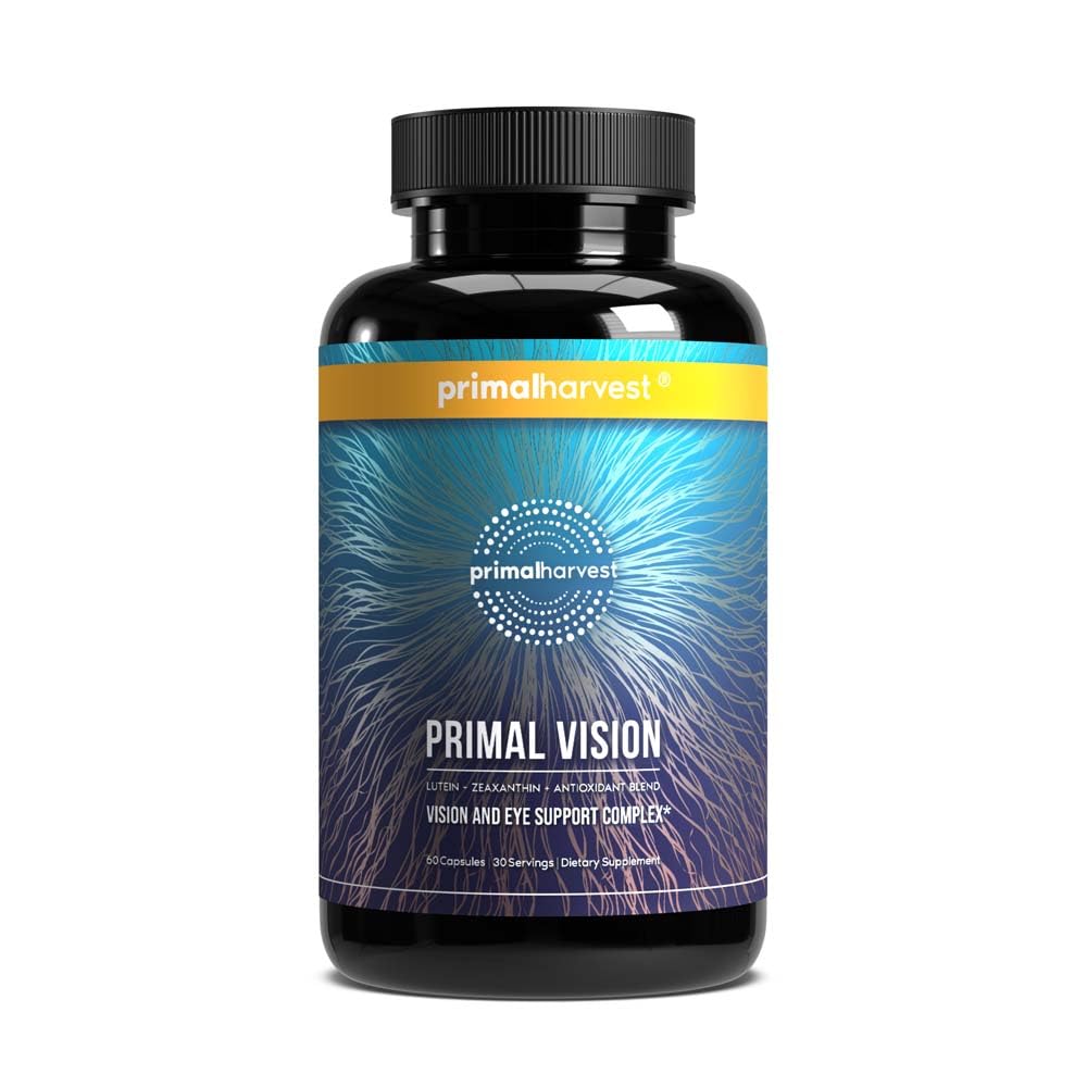 Primal Harvest Primal Vision avec lutéine, zéaxanthine, vitamine A et zinc pour la santé des yeux, soutien de la lumière bleue et clarté visuelle