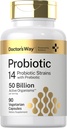Doctor's Way Probiotic Supplement: 50 milliards d'organismes actifs: 90 capsules: 14 souches avec prébiotique: pour les hommes et les femmes: Végétarien, Non-OGM, Sans gluten