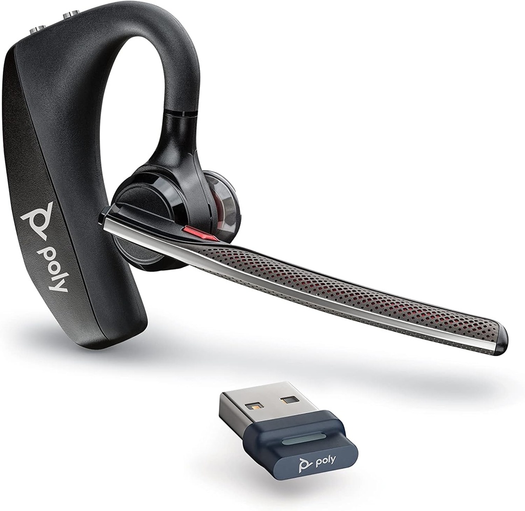 Poly Voyager 5200 UC Casque sans fil et étui de recharge (plantronics) - Casque mono-oreille avec micro de parement du bruit - Connectez Mobile/Mac/PC via Bluetooth - Fonctionne avec les équipes, Zoom
