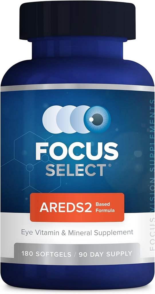 Focus Select AREDS2 Based Eye Vitamin-Mineral Supplément - AREDS2 Based Complement for Eyes (180 ct. 90 Day supply) - AREDS2 Based Low Zinc Formula - Eye Vision Supplément and Vitamin