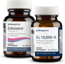 Métagénique Ménopause Duo: HerWellness Estrovera - Supplément de soutien à la ménopause sans hormones - 30 comprimés et vitamine D3 10 000 + K - pour la santé des os et du coeur - 60 Softgels