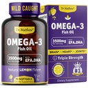Huile de poisson Omega-3, 3500 mg, haute EPA et DHA – Pas de goût de poisson, facile à avaler, sans Burpless, citron naturel – soutient la santé du coeur, du cerveau et des articulations – 90 Softgels – Sauvage pris.