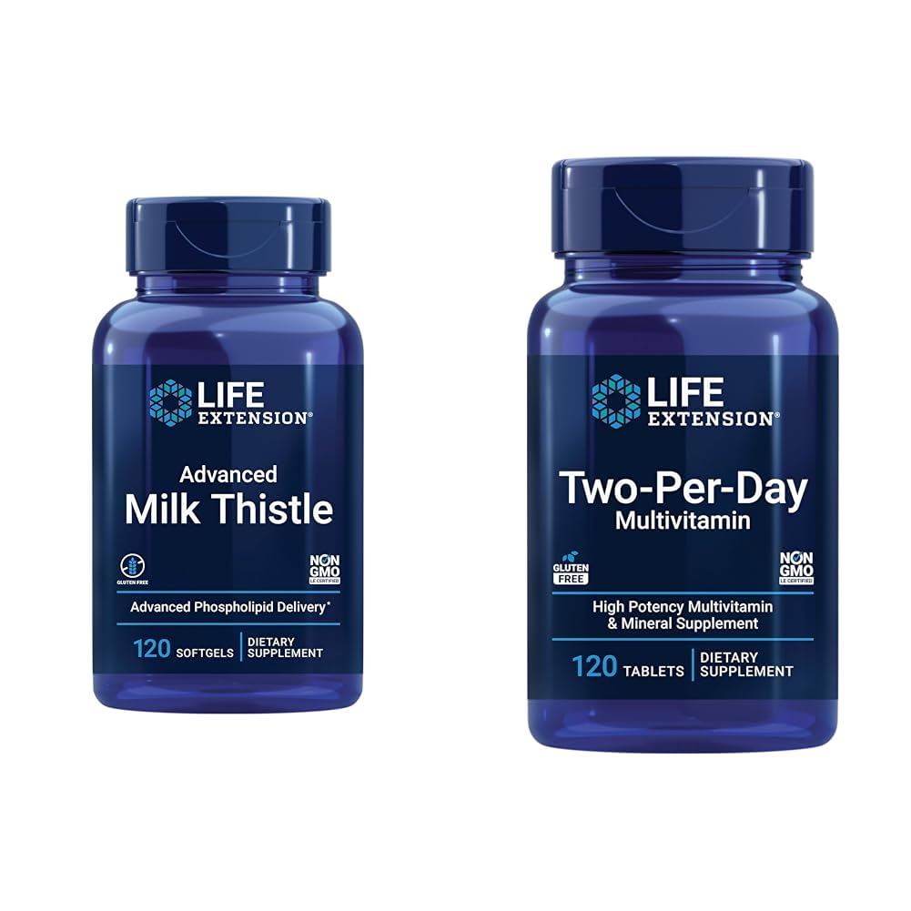 Prolongation de la durée de vie Thistle de lait avancé 120 Softgels et deux-par-jour haute puissance Multi-vitamines et minéraux 120 comprimés