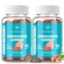 AFXMATE Ashwagandha Gummies & Vitamine D Gummies pour hommes et femmes 120 Compte Supplément Aswangdha (non-OGM, sans sucre et sans gluten)