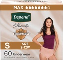 Depend Silhouette Couches adultes, Incontinence & Postpartum Bladder Sous-vêtements pour femmes, Absorbance maximale, Petite, Rose, 60 Compte (2 paquets de 30), Emballage May Vary