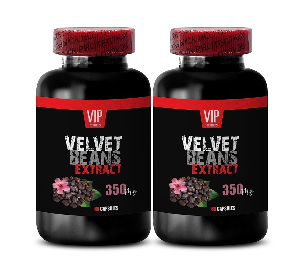 mucuna pruriens Extract - Velvet Beans - Supplément pour la relaxation profonde et rajeunissante, Mucuna Pruriens, Booster de performance physique, Supplément Focus et Clarity, Stress Relief, 2 Bot, 120 Caps