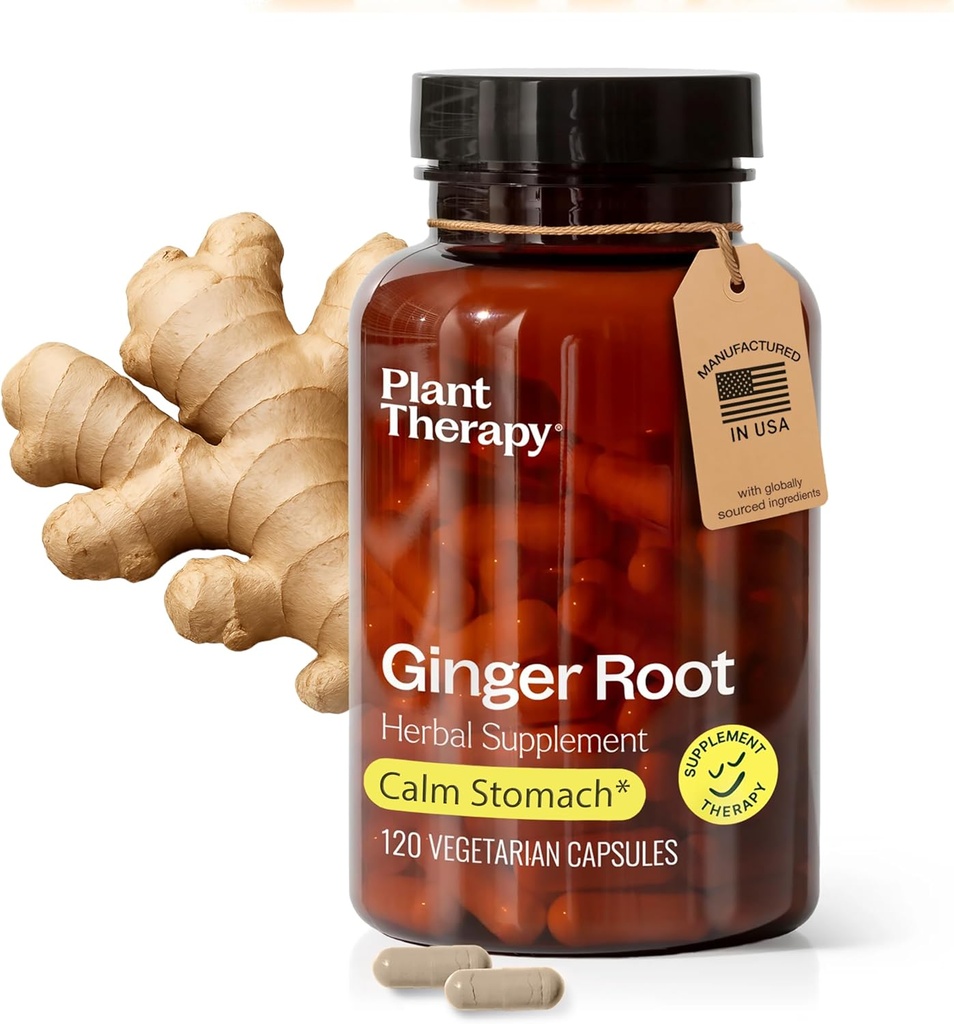 Thérapie des plantes Ginger Capsules de racine fabriqués aux États-Unis 4 mois d'approvisionnement calmes Estomacs upset, soutient la santé immunitaire digestive, Potent Extract Suppléments pour les femmes et les hommes 120 Capsule végétarienne