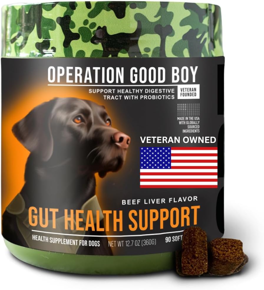 Opération Good Boy Probiotiques pour chiens, supplément de santé digestive pour animaux de compagnie, chews probiotiques quotidiens – 90 douceurs, ingrédients naturels, vétérans possédés - aromatisé boeuf