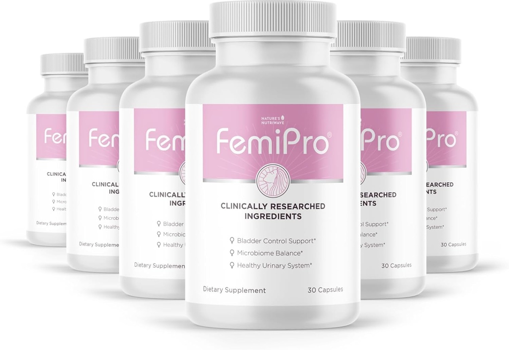 Femipro Bladder compléments de contrôle pour les femmes et les hommes, mélange naturel d'herbes et de probiotiques, soutient la santé du piège urinaire et l'équilibre du microbiome