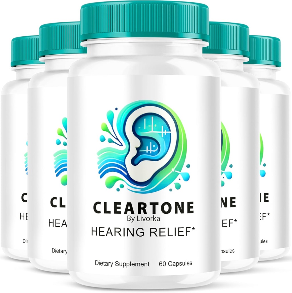 (5 Pack) Capsules Cleartone, Pills d'oreille Cleartone, Pills de tonalité Cleart pour l'ouïe, Capsules officielles Cleartone Formule avancée, Pills Cleartone Avis, Tonalité Clear pour la santé globale de l'oreille, 300, 5 mois