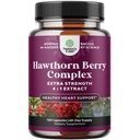 Capsules de Berry Hawthorn haute résistance - Supplément de Berry Hawthorn antioxydant pur avec extrait de feuilles et de fleurs 4:1 pour le coeur sain et la digestion - Soutien énergétique pour les hommes et les femmes - 120 Count Pack