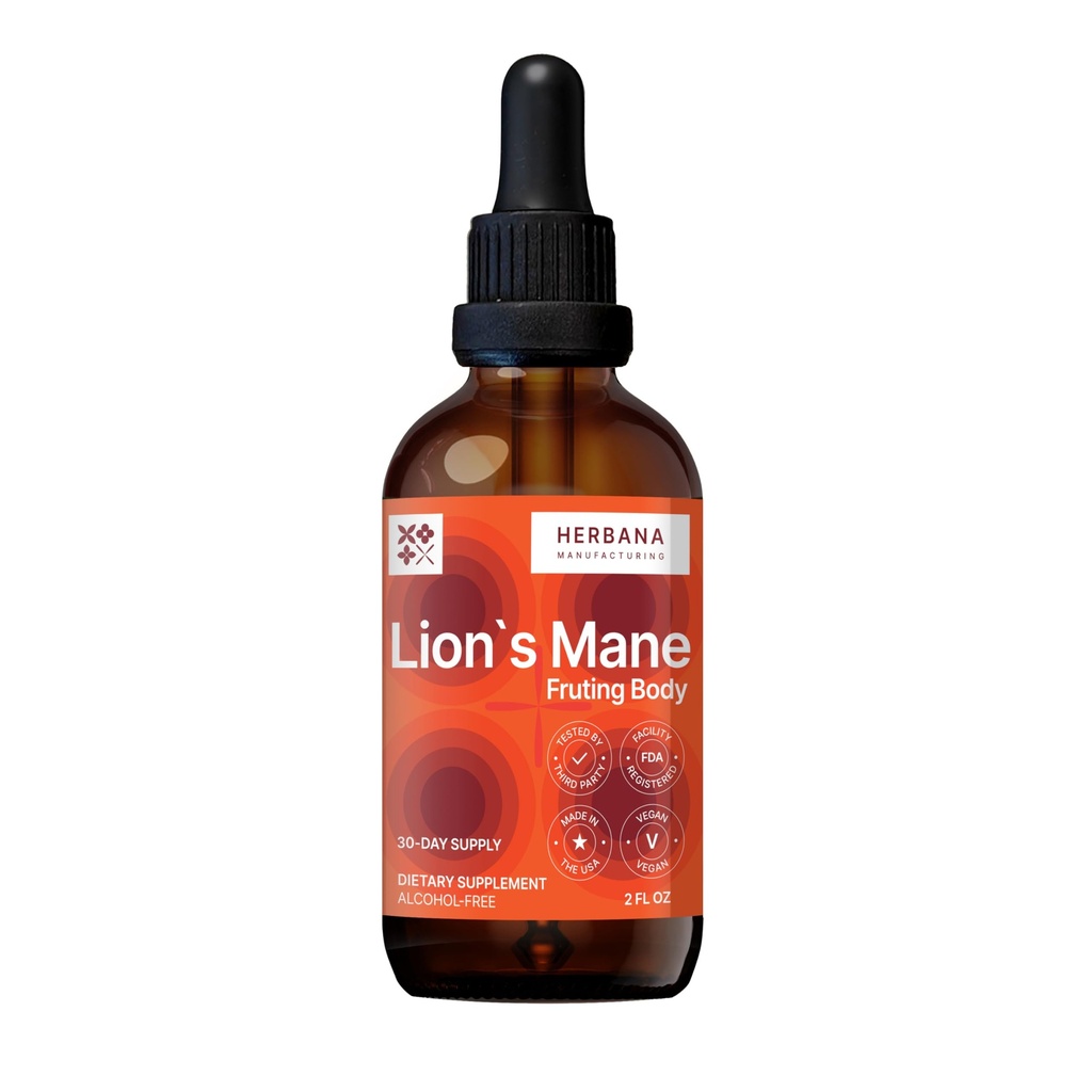 Lion's Mane 2 fl oz extrait liquide - gouttes de champignons naturels - Teinture pour le cerveau, la mémoire, la clarté mentale et le focus - Soutien immunitaire - Formule haute puissance - 30 jours d'approvisionnement