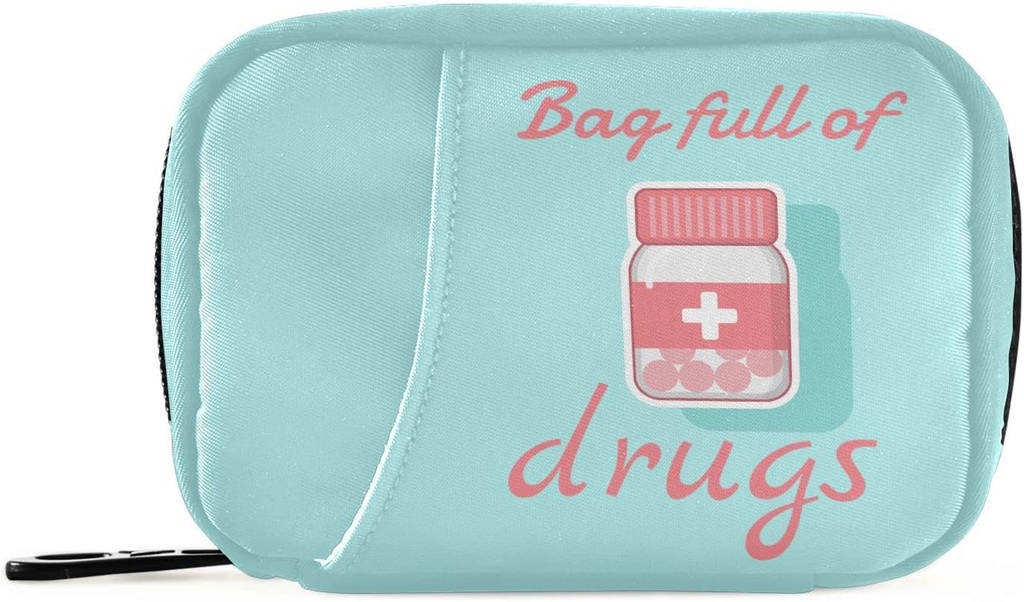 Pill Organizer Pill Box 7 Day Pill Case Bag Travel Pill Organizer Bag with Zipper Portable Weekly Case Compact Size for Vitamines Supplement Holder