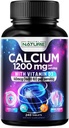 Calcium 1200mg avec vitamine D3 pour la meilleure absorption - Supplément avancé de soutien aux os, 1200 mg de carbonate de calcium et 1600 UI de vitamine D3, libération lente pour le soutien immunitaire, facile à avaler, 240 comprimés