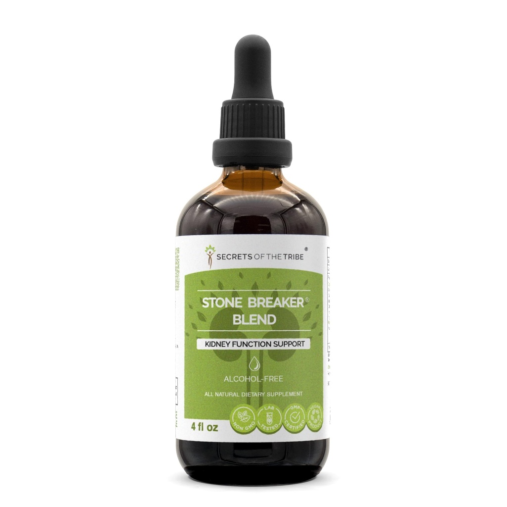 Secrets of the Tribe Stone Breaker Mix Extrait sans alcool, Stonebreaker, Burdock, Yucca, Goldenrod, Horsetail, Tribulus. Teinture de glycérite, soutien de la fonction rénale (4 fl oz)