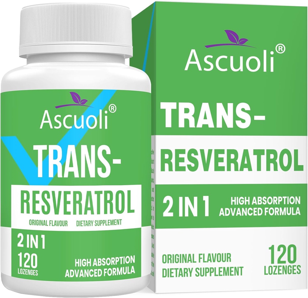 Sublingual Trans-Resveratrol Purity 99%, 3-en-1 Supplément de formule avancée Resveratrol pour Boost NAD+, Immune & Energy Support, Anti-Aging, Skin & Global Health, 120 Lozenge (120 jours d'approvisionnement)