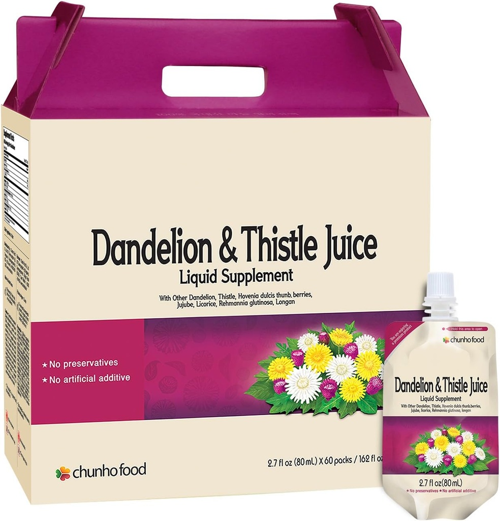 Supplément liquide pour jus de dandelion et chardon. Aide à améliorer la santé du foie, améliorer l'immunité. Pas de conservateurs et additifs artificiels. ...