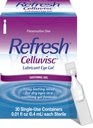 Rafraîchir Gel du lubrifiant celluvisc pour les yeux secs, gouttes sans réserve, 0,01 Fl Oz Contenants à usage unique, 30 Compte